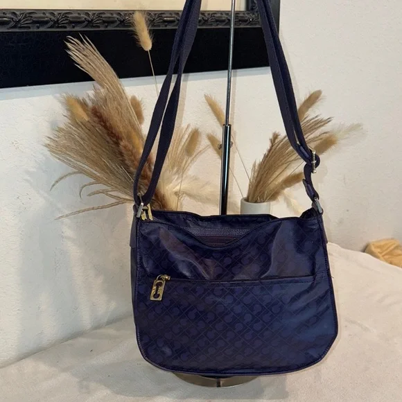 Elegant Gherardini Italy Genuine Leather PVC Crossbody Bag Purple Shoulder Bag - Picture 3 of 9